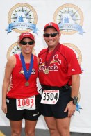David and Cynthia with Medals after Finish of Lewis and Clark Marathon