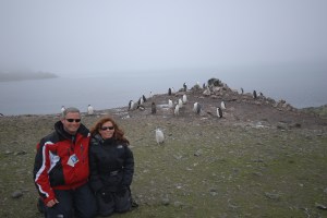 David and Cynthia with Penguins on Ho Island February 24 2007 (13)