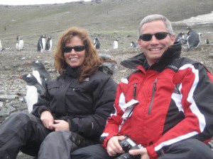 David and Cynthia with Penquins on Ho Island - February 24 2007 (2)